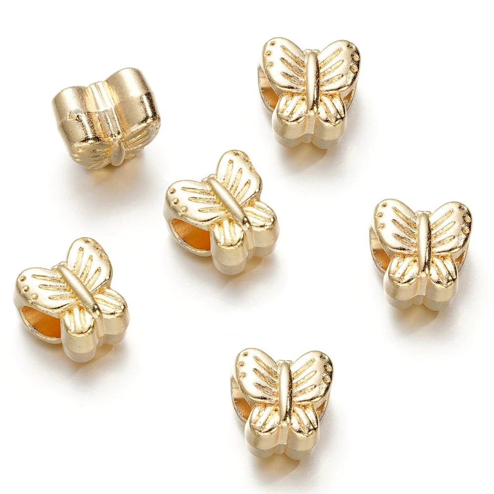 Large Hole Pearlescent Acrylic Spacer Beads 08 Golden 50 by Acrijoy