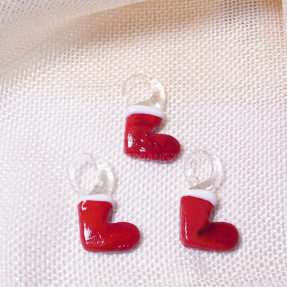 Festive Christmas Tree and Wreath Glass Beads Red Christmas Boots by Acrijoy