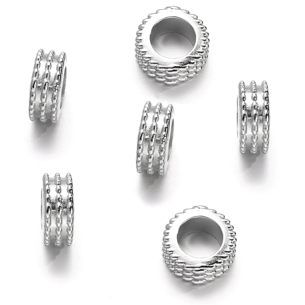 Large Hole Pearlescent Acrylic Spacer Beads 26 Silver 50 by Acrijoy