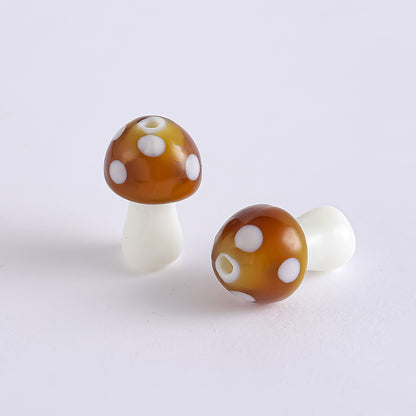 Colorful Mushroom Lampwork Glass Beads Coffee Brown by Acrijoy