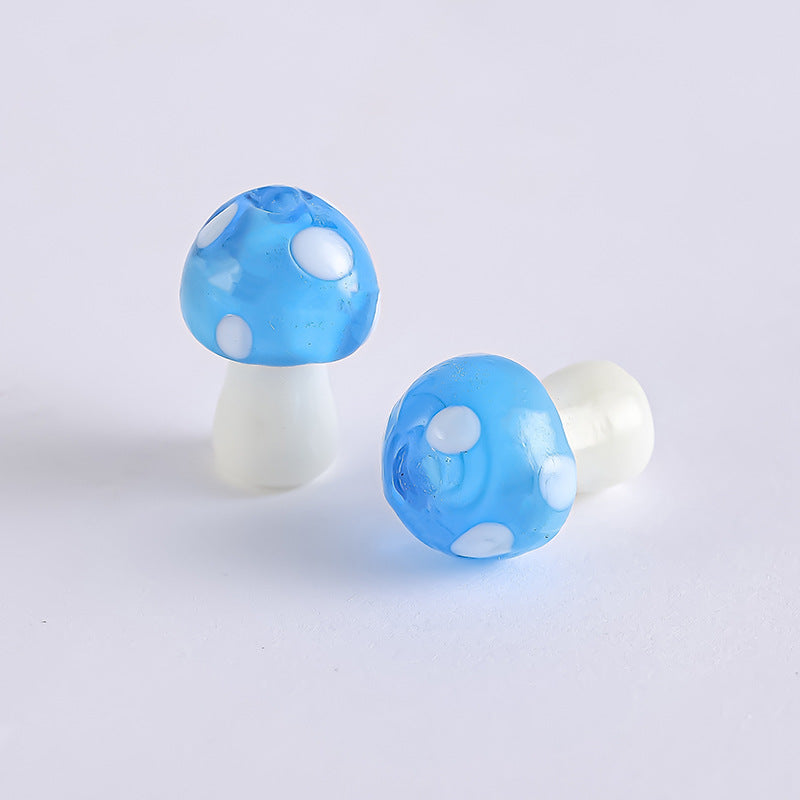 Colorful Mushroom Lampwork Glass Beads Lake blue by Acrijoy