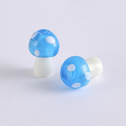Colorful Mushroom Lampwork Glass Beads Lake blue by Acrijoy