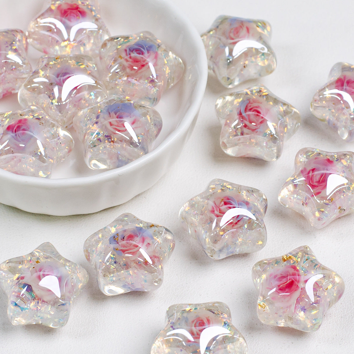 Diana Rose Pink Star Shaped Acrylic Beads Picture color-10 16mm by Acrijoy