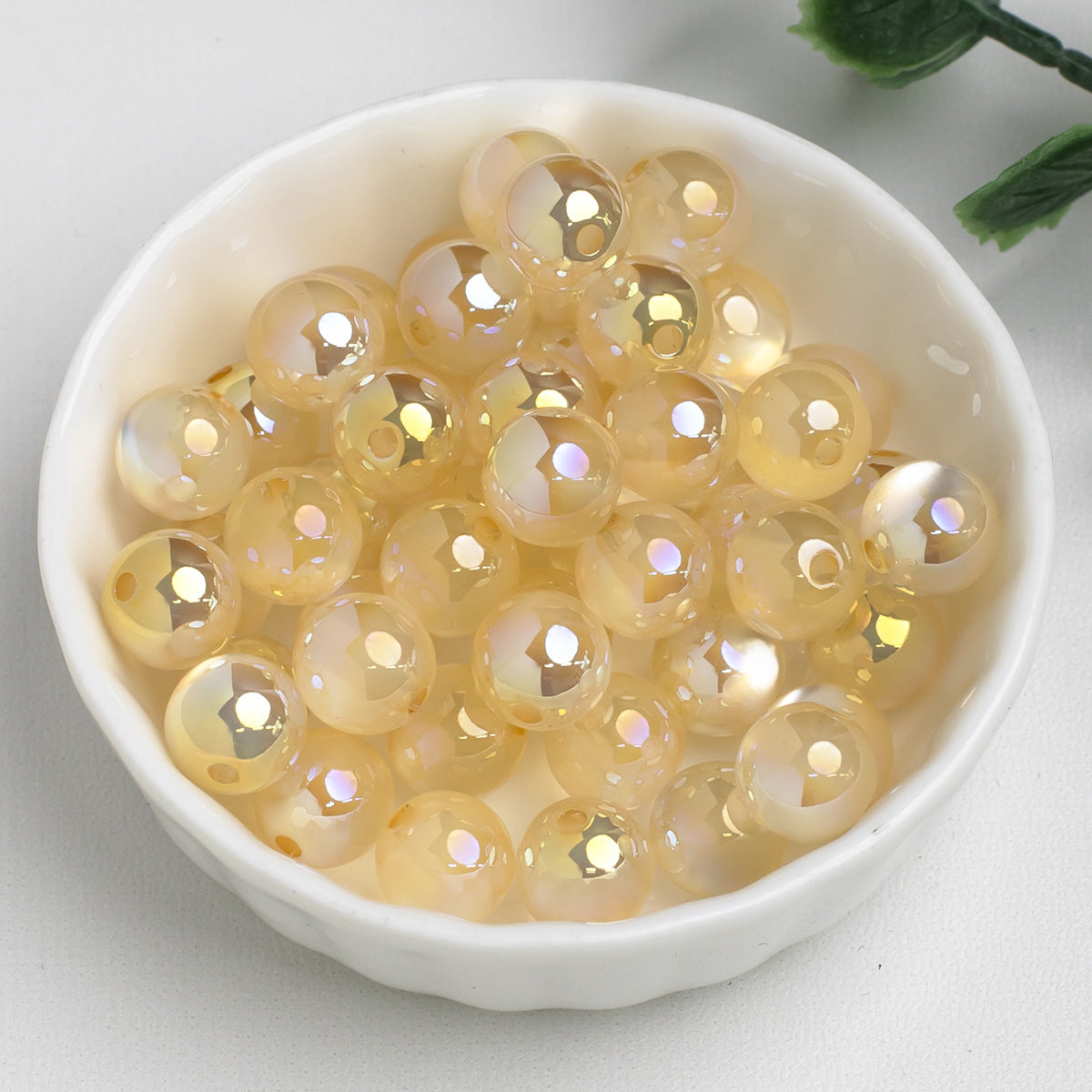 Moonlight Cat Eye Glass Beads Round Loose Picture color-21 10mm by Acrijoy