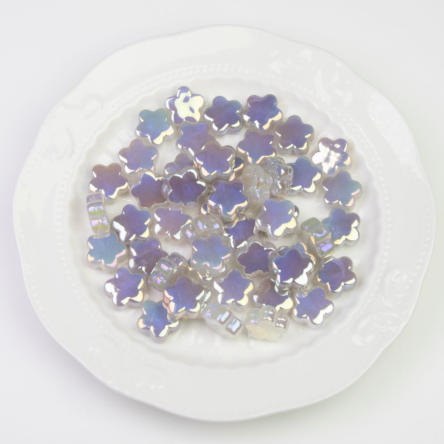 Moonlight Iridescent Floral Acrylic Beads