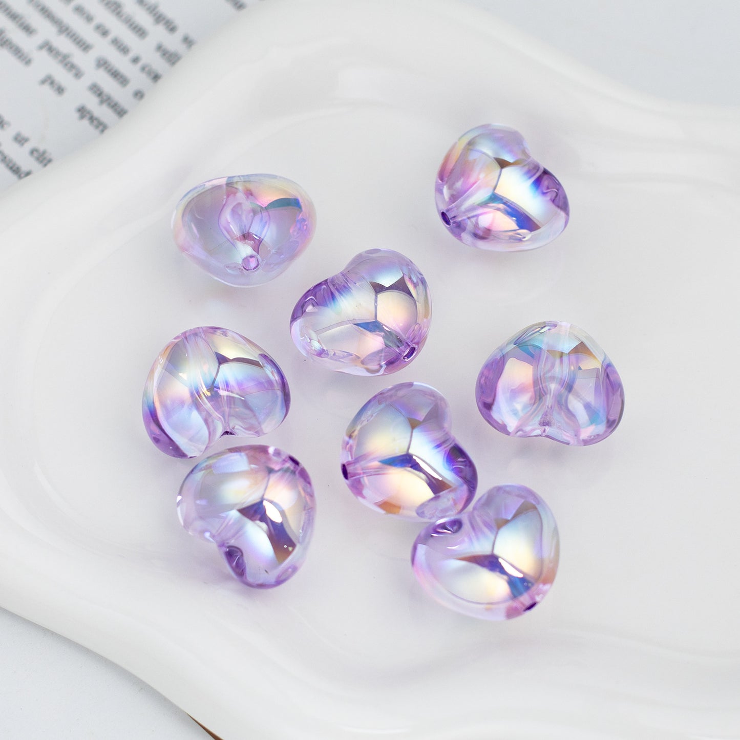 Chubby Heart Moonlight Electroplated Beads