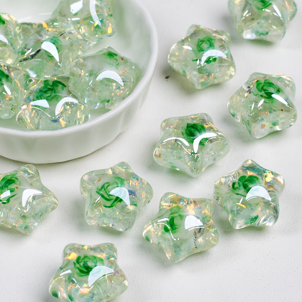 Diana Rose Pink Star Shaped Acrylic Beads Picture color-03 16mm by Acrijoy