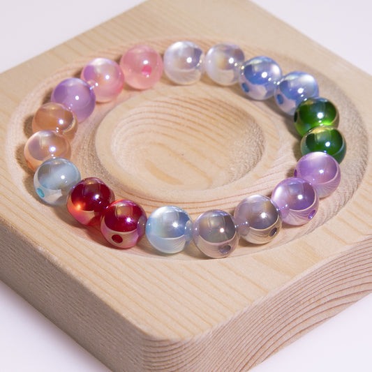 Moonlight Cat Eye Glass Beads Round Loose by Acrijoy