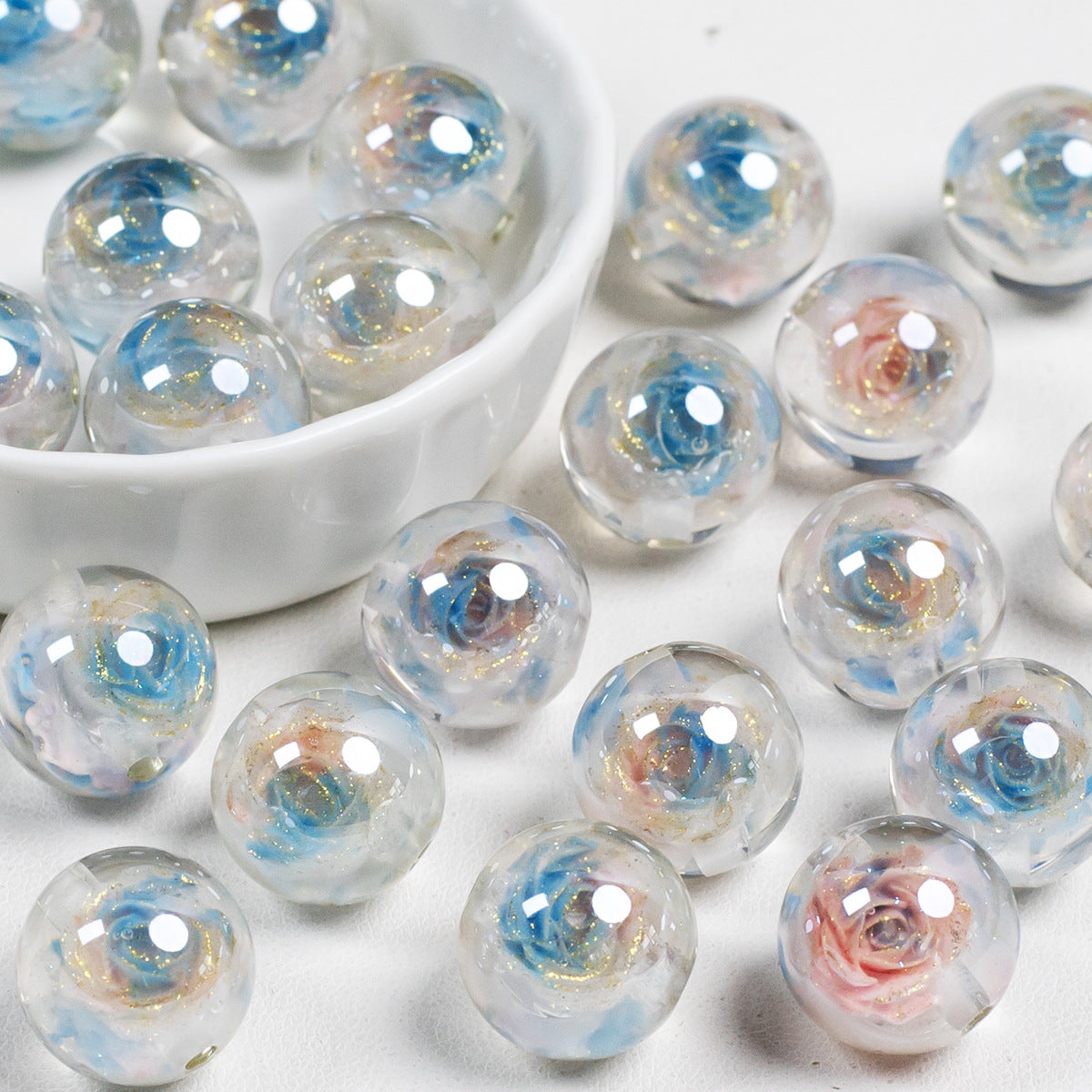 Luminous Electroplated Roselle Flower Resin Beads Picture color-06 16mm by Acrijoy