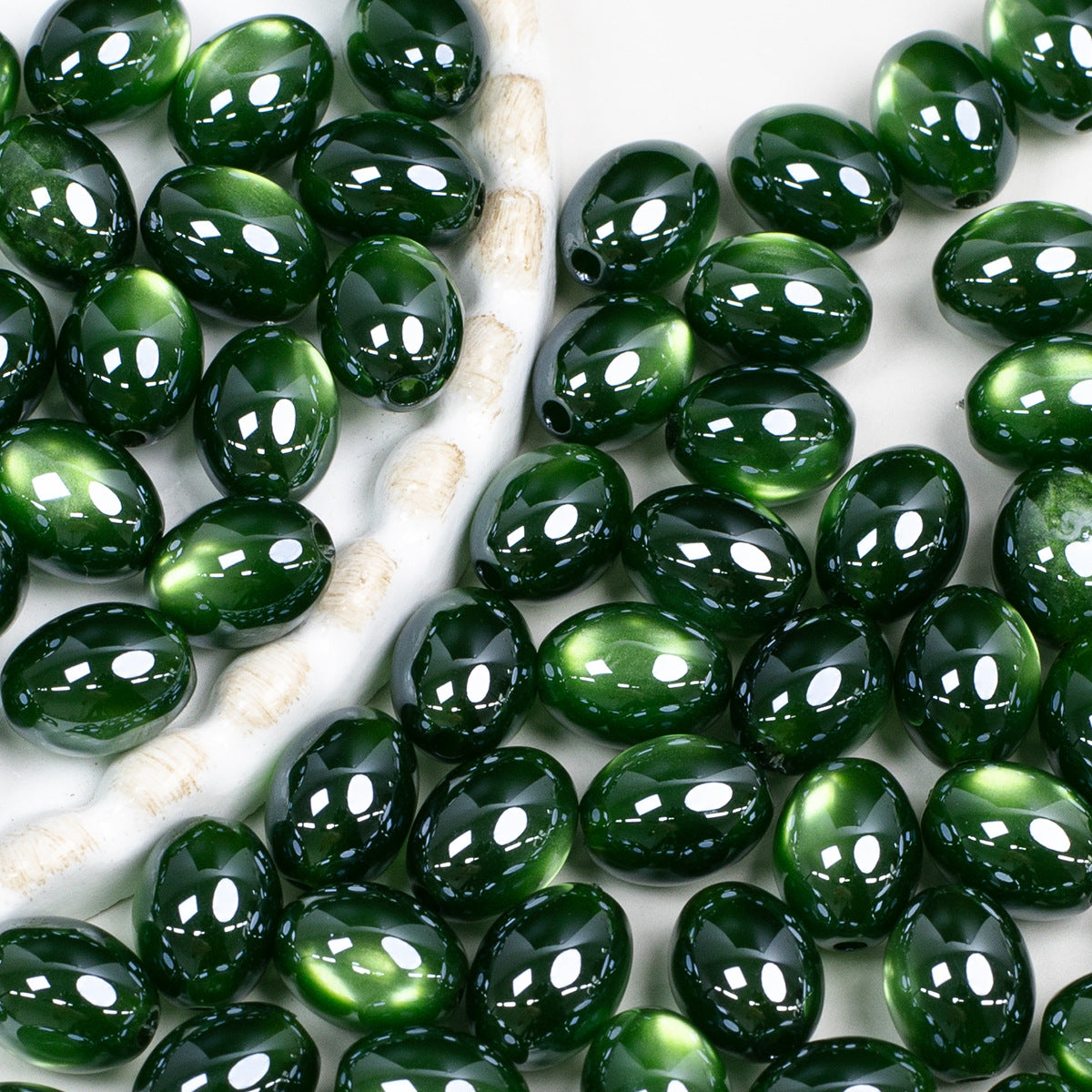 High Gloss Electroplated Cat Eye Teardrop Resin Beads Picture color-14 10*7.8mm by Acrijoy