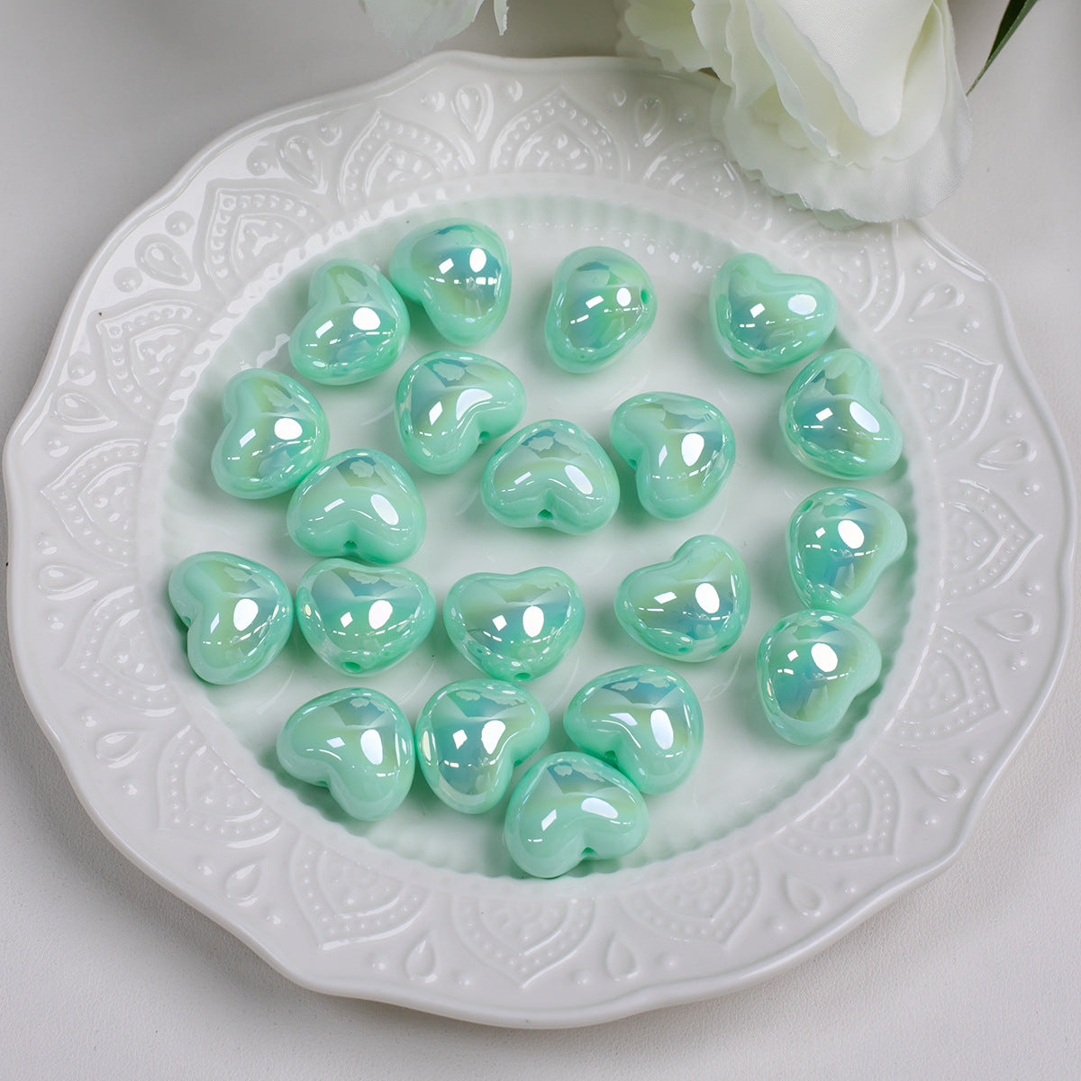 Cool Tone Heart Acrylic Beads