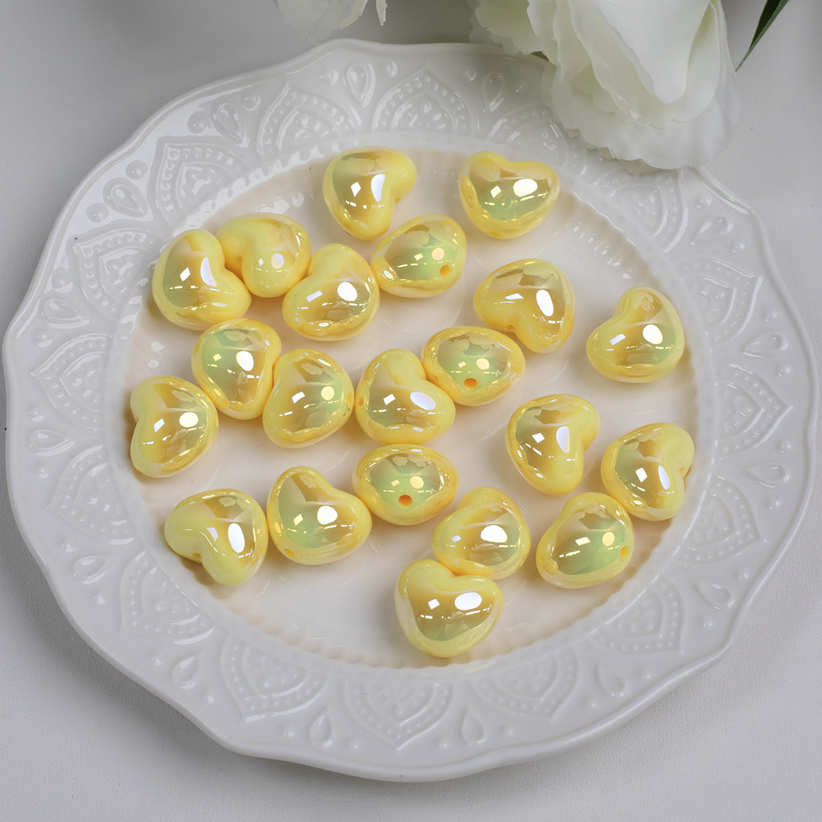 Cool Tone Heart Acrylic Beads