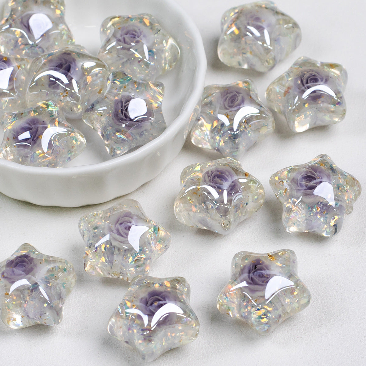 Diana Rose Pink Star Shaped Acrylic Beads Picture color-13 16mm by Acrijoy