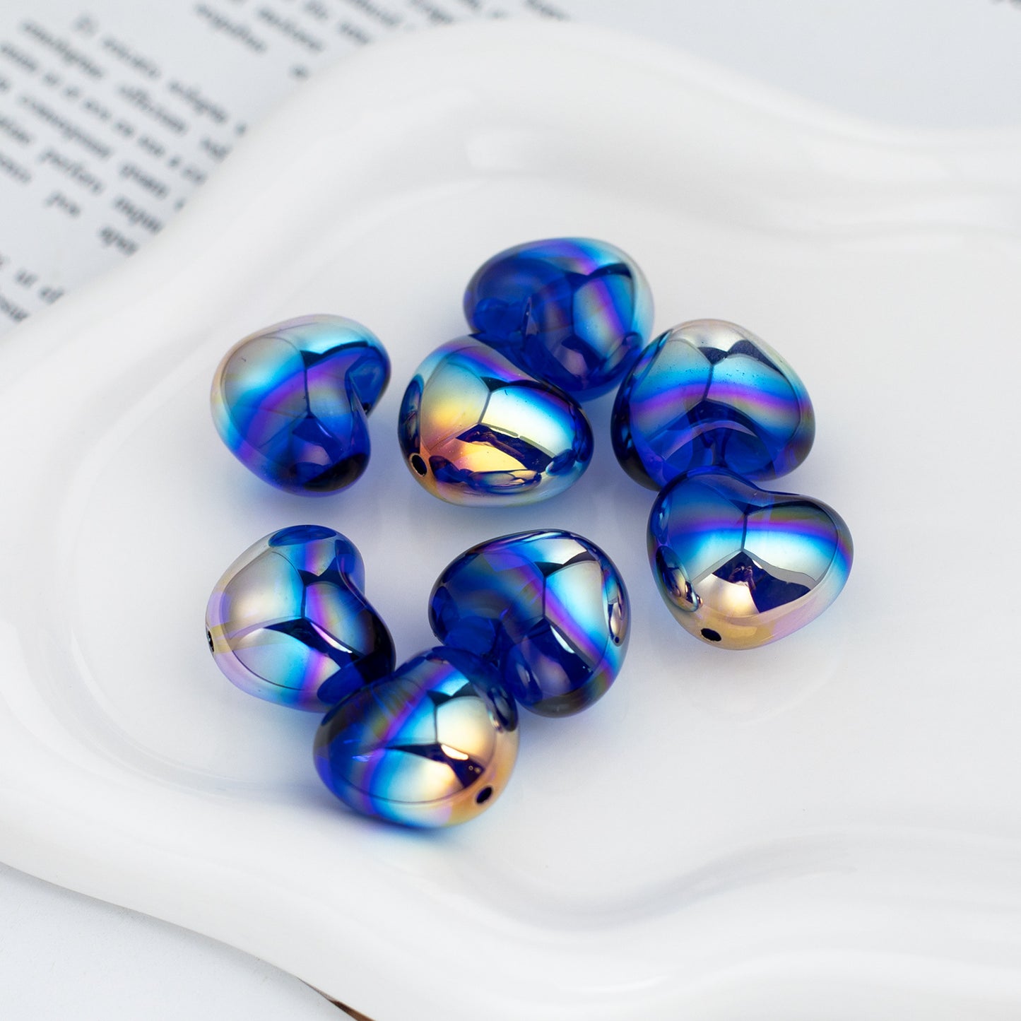 Chubby Heart Moonlight Electroplated Beads