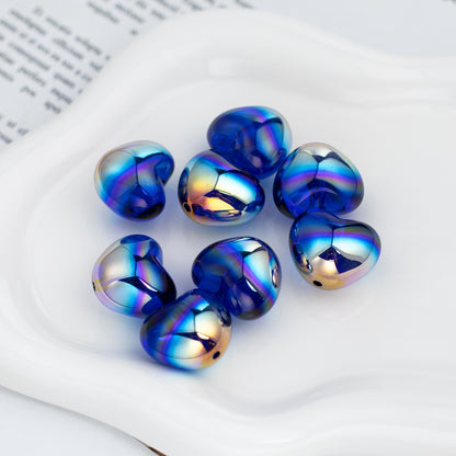 Chubby Heart Moonlight Electroplated Beads