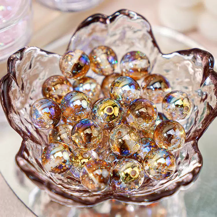 Gradient Color Gold Foil Glass Beads Picture color-04 by Acrijoy