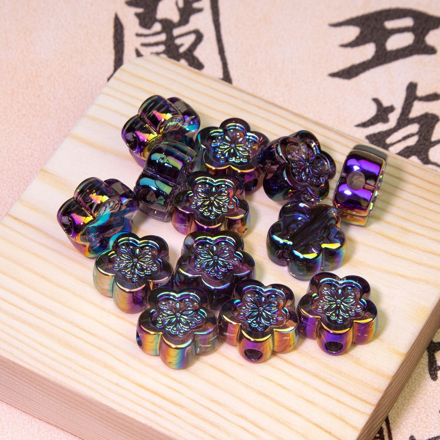 Moonlight Transparent Sakura Acrylic Beads