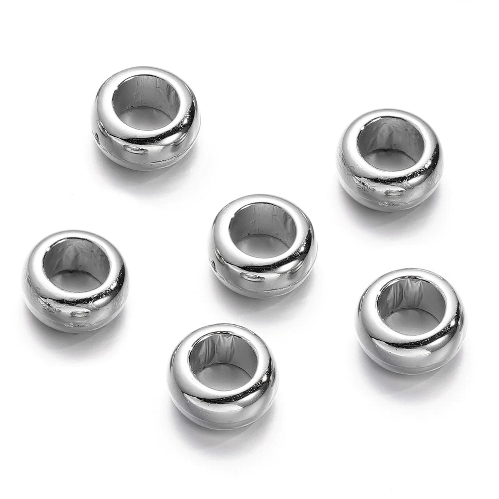 Large Hole Pearlescent Acrylic Spacer Beads 37 Silver 50 by Acrijoy