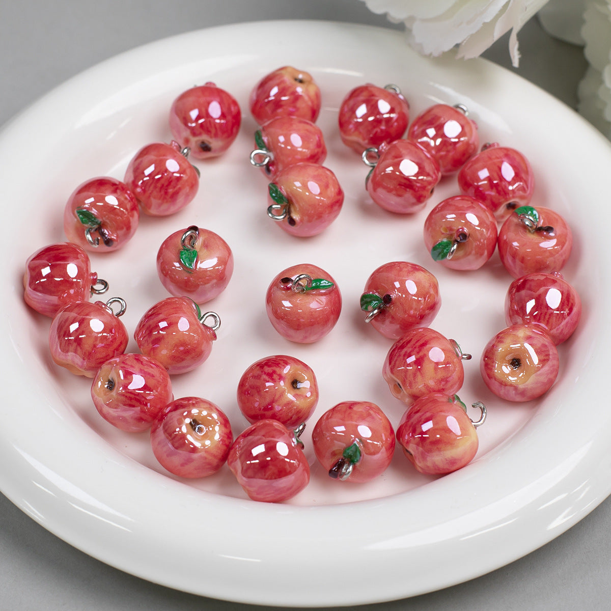 3D Moonlight Metallic Resin Apple Charms Picture color-08 10 by Acrijoy