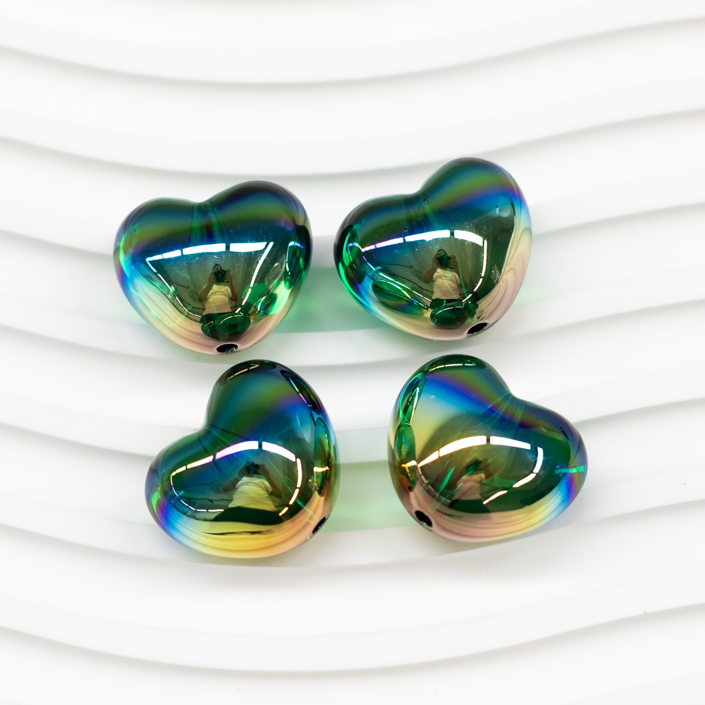 Chubby Heart Moonlight Electroplated Beads