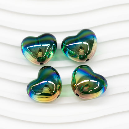 Chubby Heart Moonlight Electroplated Beads
