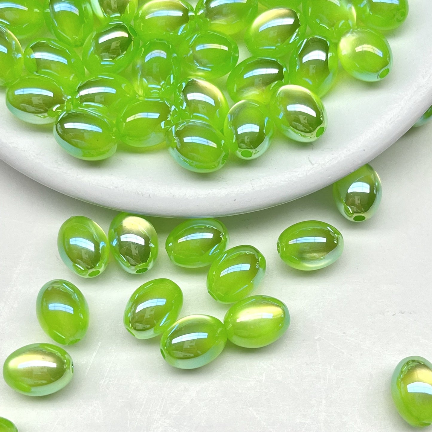 High Gloss Electroplated Cat Eye Teardrop Resin Beads Picture color-09 10*7.8mm by Acrijoy