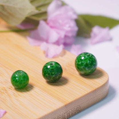 Vintage Style Frog Skin Peach Blossom Glass Beads Green 10 by Acrijoy