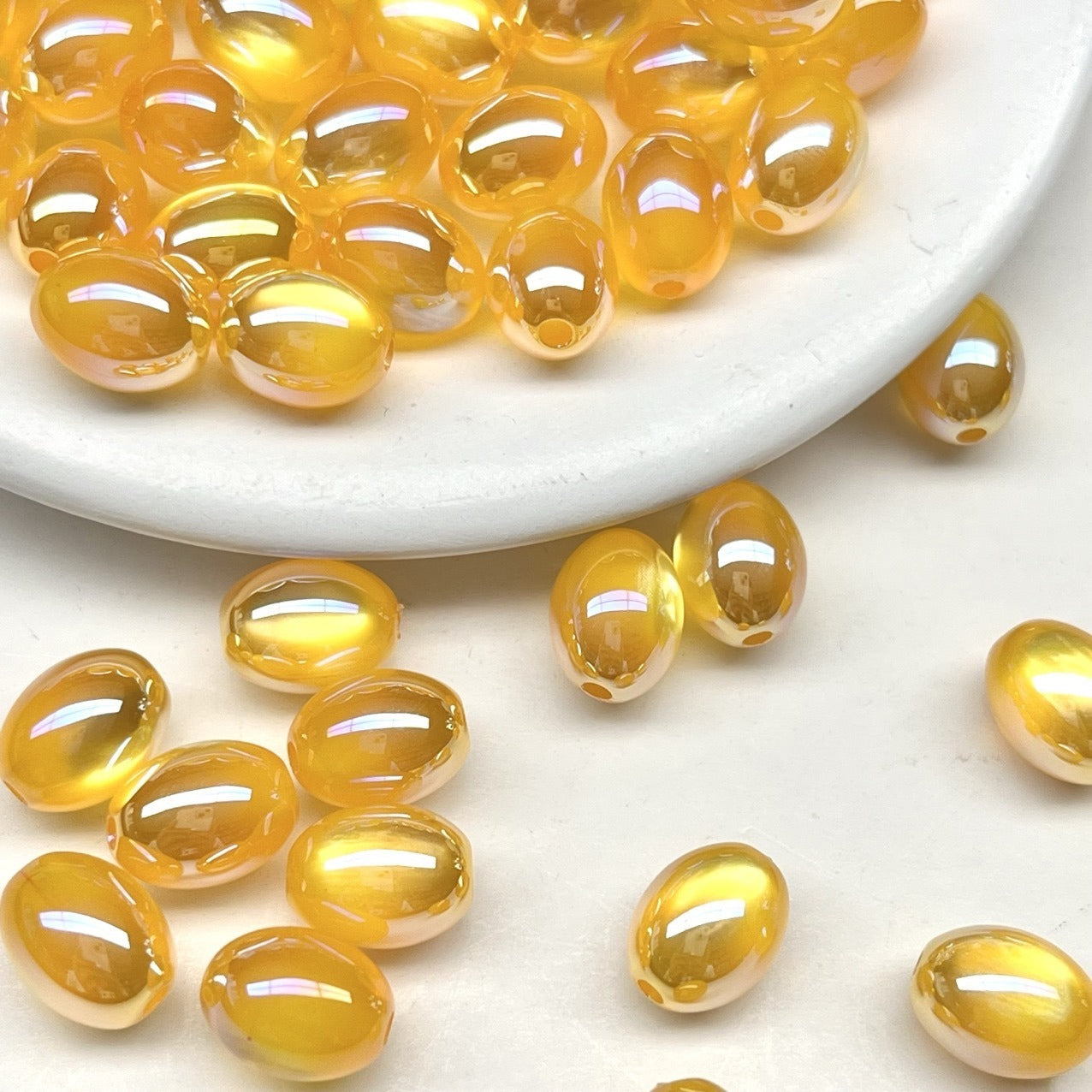 High Gloss Electroplated Cat Eye Teardrop Resin Beads Picture color-06 10*7.8mm by Acrijoy