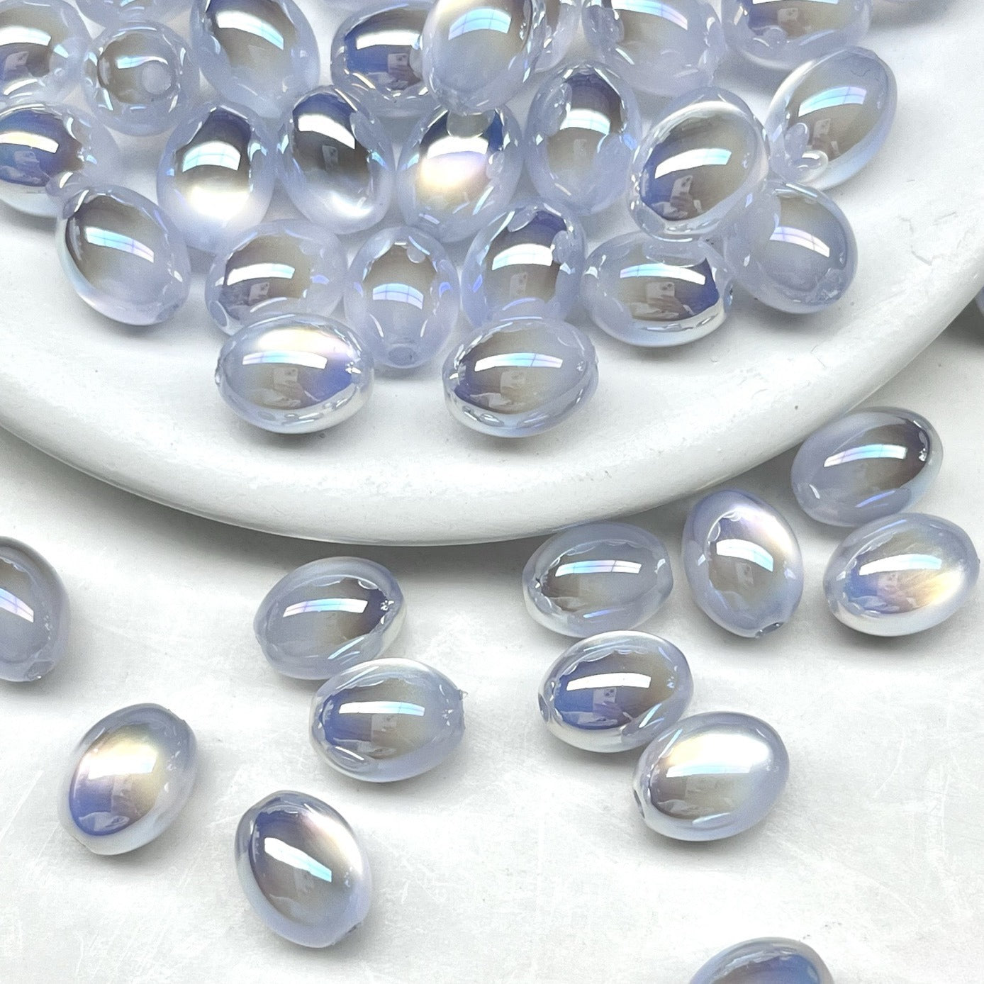 High Gloss Electroplated Cat Eye Teardrop Resin Beads Picture color-10 10*7.8mm by Acrijoy