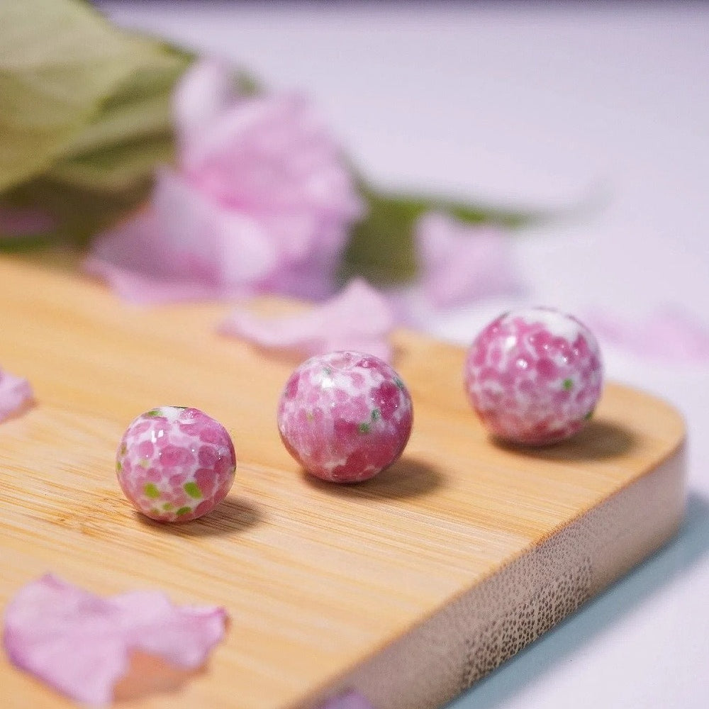 Vintage Style Frog Skin Peach Blossom Glass Beads Pink 10 by Acrijoy