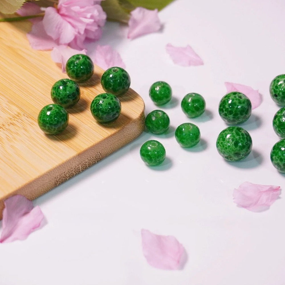 Vintage Style Frog Skin Peach Blossom Glass Beads by Acrijoy