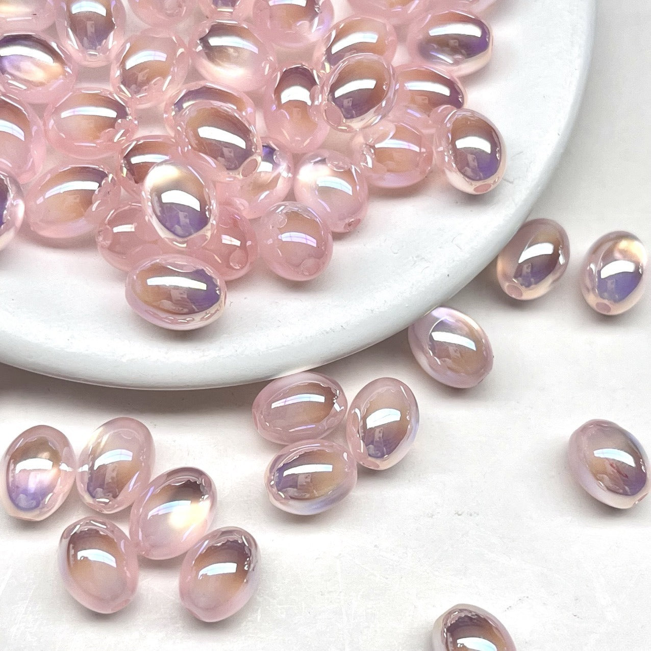 High Gloss Electroplated Cat Eye Teardrop Resin Beads Picture color-07 10*7.8mm by Acrijoy