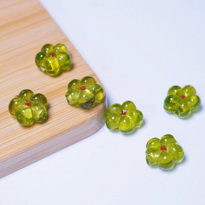 Colorful Millefiori Plum Blossom Glass Beads Green 14mm 20 by Acrijoy
