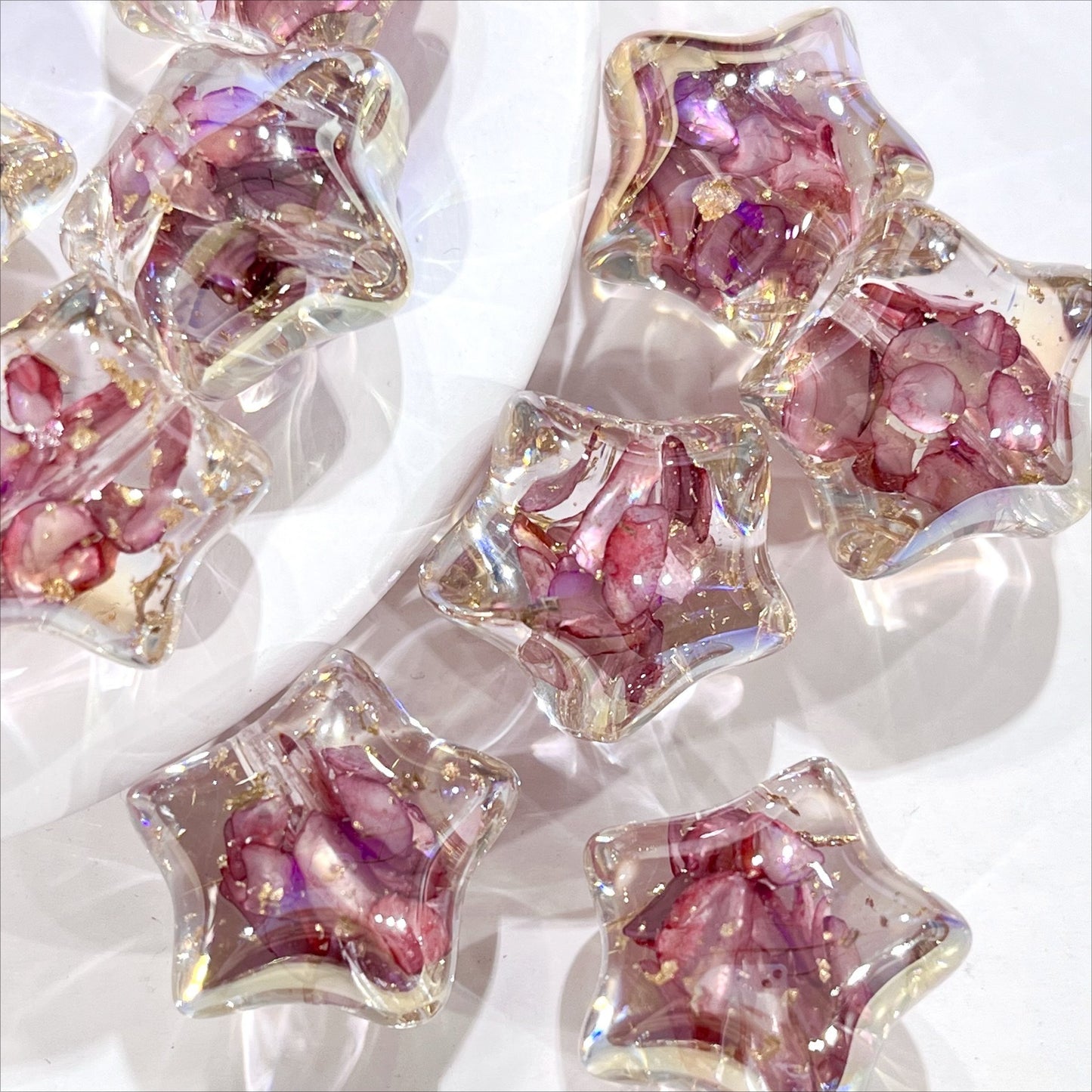 Shell Luster Electroplated Resin Star Beads Picture color-08 16mm by Acrijoy