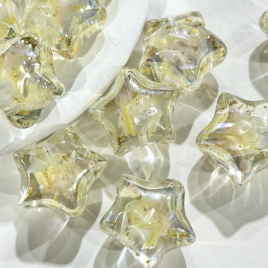 Shell Luster Electroplated Resin Star Beads Picture color-01 16mm by Acrijoy