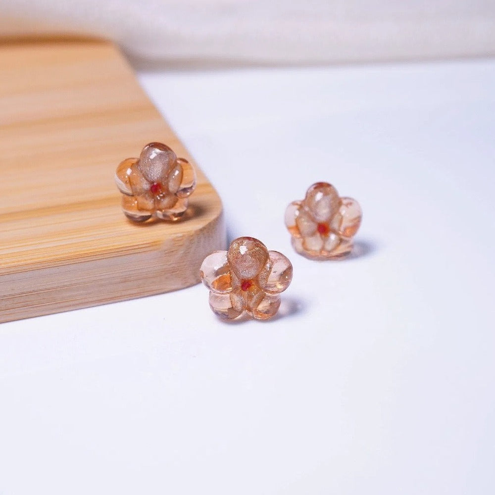 Colorful Millefiori Plum Blossom Glass Beads Light brown 14mm 20 by Acrijoy