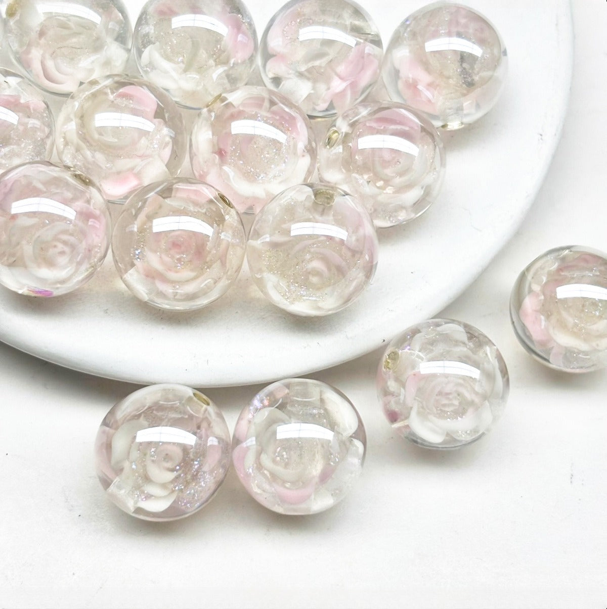 Electroplated Moonlight Carved Roselle Resin Beads Picture color-02 16mm by Acrijoy